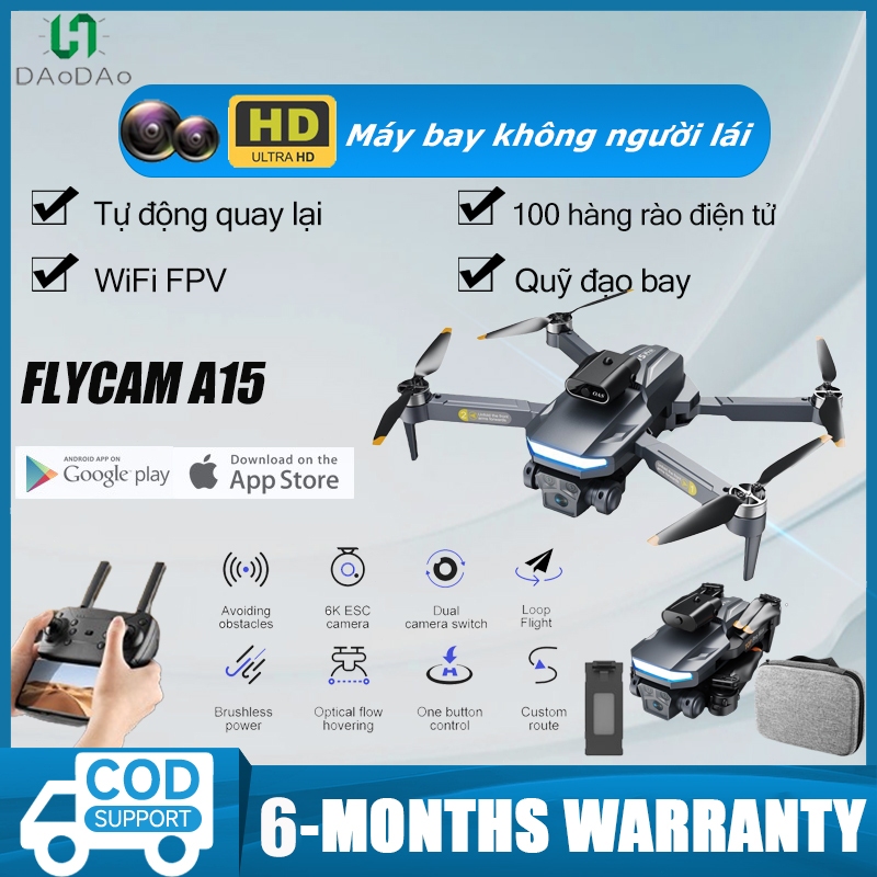Flycam A15Pro UAV camera kép góc rộng 4K hỗ trợ truyền tín hiệu WiFi 5G, máy bay không người lái có thể tự do chuyển đổ