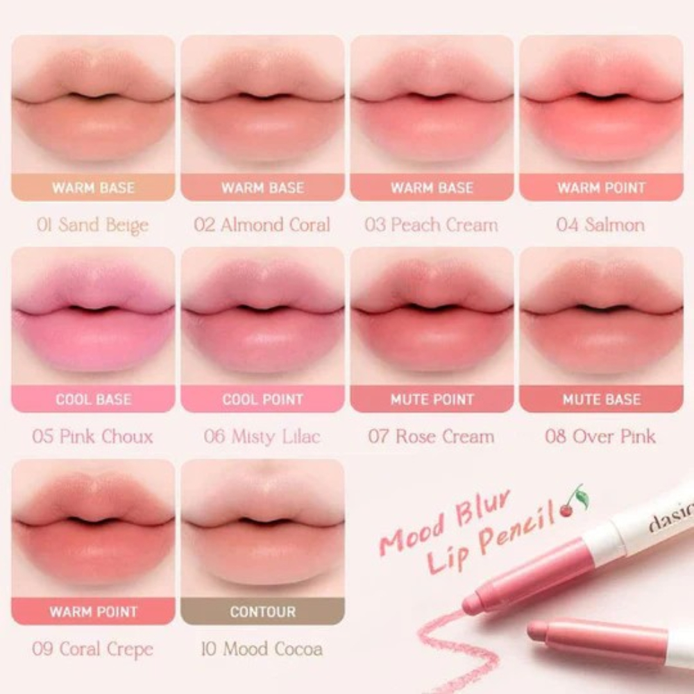 Chì Kẻ Viền Môi Dasique Mood Blur Lip Pencil 0.9g Mịn Lì Lên Màu Đẹp Thuần Chay Vegan