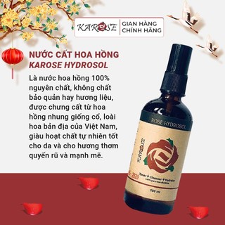 (DATE MỚI NHẤT, 100ml) Nước hoa hồng Karose Hydrosol toner 100% nguyên chất, không gây kích ứng
