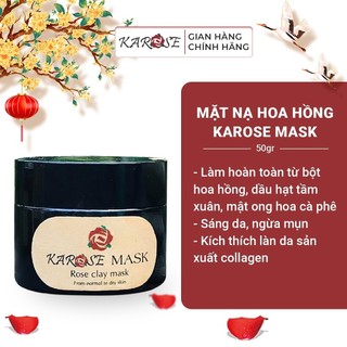 (DATE MỚI NHẤT, 50gr) Mặt nạ hoa hồng hữu cơ dưỡng ẩm, căng mịn, sáng da, ngừa mụn Karose Mask
