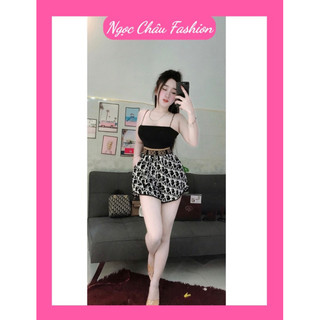 Set bộ 2 dây quần đùi họa tiết Di o form 40-56kg màu đen 