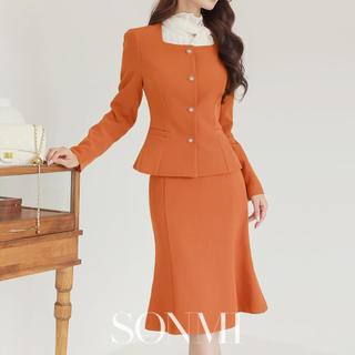 Chân váy đuôi cá dáng dài ôm body SONMI Hàn Quốc thiết kế cao cấp cạp cao hai lớp màu trắng đen cam JENNIFER SOL SK128
