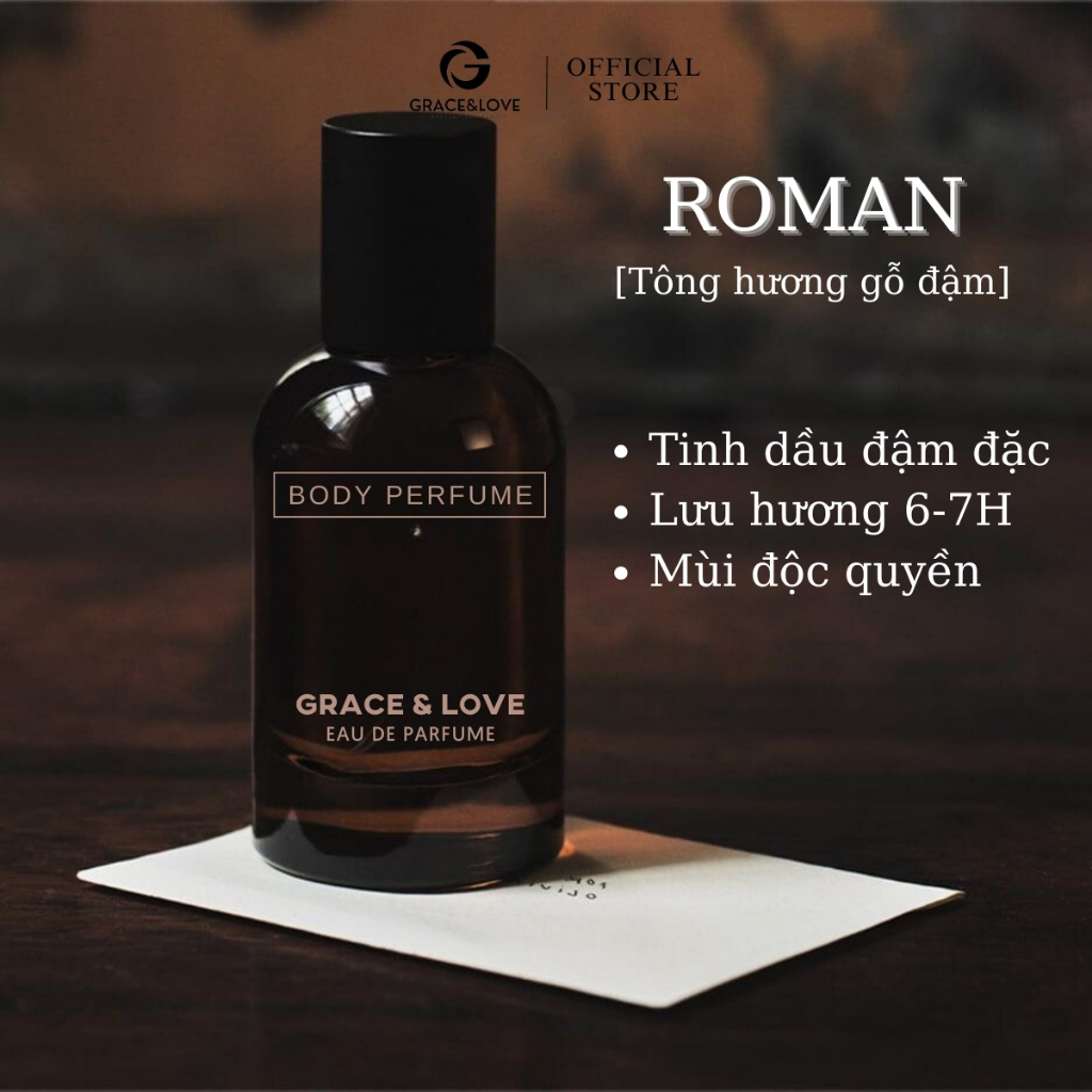 Tinh Dầu Nước Hoa Nam ROMAN Grace&amp;Love, Nước Noa Nam Chính Hãng Thơm Lâu Cao Cấp Phong Độ Mạnh Mẽ