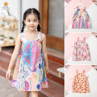 Váy xinh yêu thô 2 dây nơ hông litibaby cho bé gái 11kg - 32kg