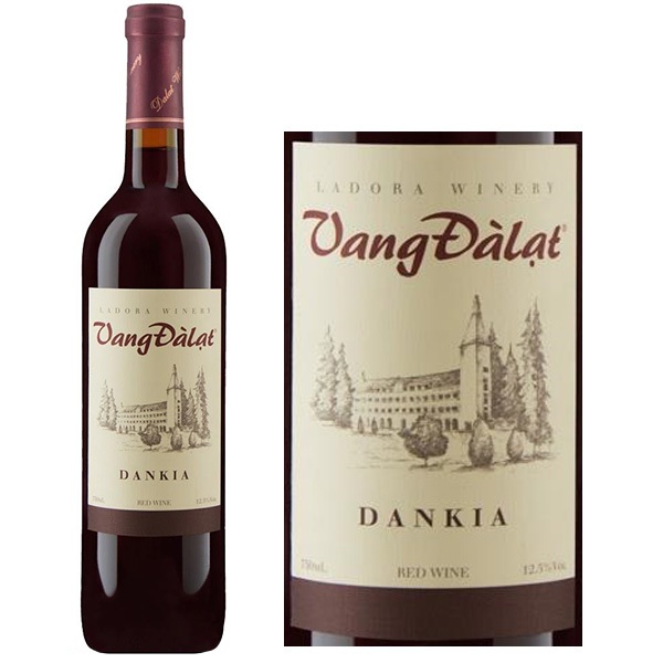 Rượu Vang Đỏ Đà Lạt Dankia 750ml 12% - hương dâu tươi mọng