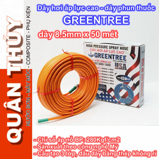Dây xịt thuốc sâu, dây phun thuốc, dây rửa xe áp lực cao cao cấp greentree - dài 50m kích cỡ 8.5mm