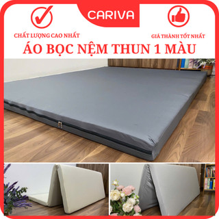 Áo bọc nệm thun lạnh khóa kéo 2 đầu, áo nệm topper, gấp 3 cariva đủ kích thước