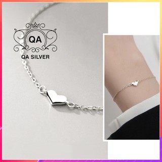 Vòng tay bạc 925 nữ trái tim lắc tối giản s925 heart qa silver bracelet br240301