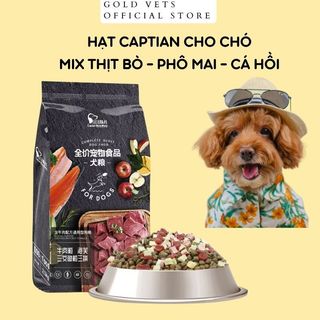 Hạt thức ăn cho chó Captain mix thịt bò, phô mai, cá hồi
