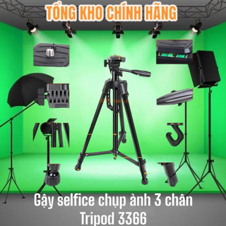 Gậy selfie chụp ảnh 3 chân tripod 3366 cao 1m5 có tay cầm,đầu kẹp và túi đeo- Chân Giá Đỡ Chắc Chắn