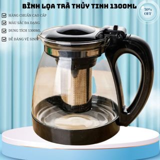 Bình lọc trà thủy tinh 1300ml sang trọng - bình lọc trà