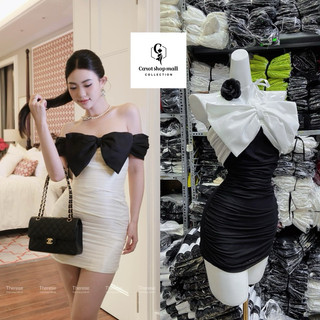 Đầm body lưới trễ vai nơ ngực K4029 ( nơ rời - hình thật shop chụp ) - CAROTSHOP