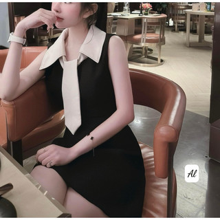 Váy Sát Nách Phối Cà Vạt