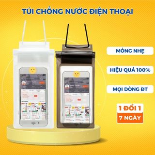 Túi đựng điện thoại chống nước cảm ứng trong suốt đi biển,cho xe máy, trắng trong không hình