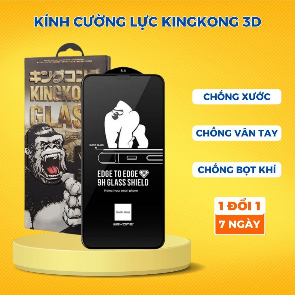 Cường lực KingKong 3D IP 14 ProMax 14 Plus 14 Pro 13 ProMax 13 Pro 12 Pro Max 11 Pro Max Xs Max X Xr