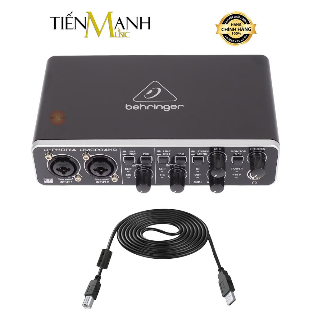[Chính Hãng] Soundcard Behringer U-Phoria UMC204HD - Bộ Thu Âm, Livestream Sound Card USB Audio Inte