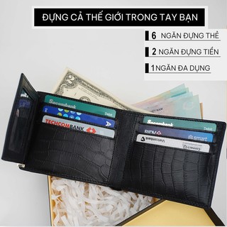 Ví Nam Da Bò Thật Cao Cấp Vân Cá Sấu