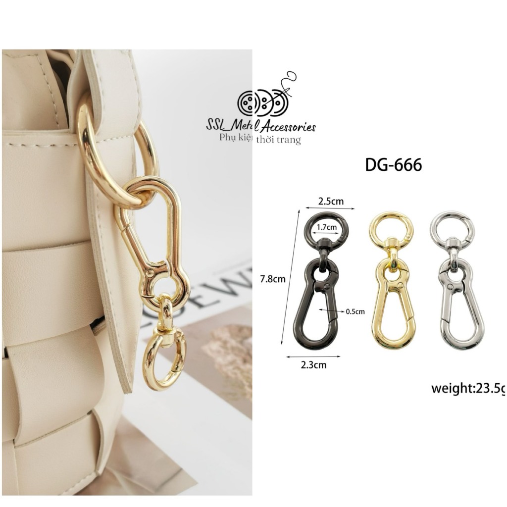 Set 2 móc khóa 2 đầu, xoay 360 độ bằng kim loại, đóng mở tiện lợi dùng cho túi xách, balo,.. DG-666, #ssl_accessories