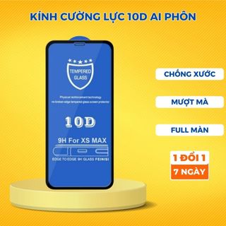 Kính Cường Lực Điện Thoại Full Màn Hình 10D /5s/6/6plus/6s/6s plus/6/7/7plus/8/8plus/x/xs/xs max/11/11 Promax/12...