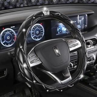 Vỏ Bọc Vô Lăng Da Đính Đá Vương Miện đính đá-Bọc Vô Lăng Da Cao Cấp Giá Rẻ, phù hợp các đường kính 38cm-kèm ảnh thật