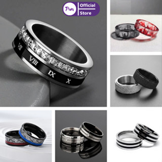 Nhẫn nam titan không gỉ dạng tròn đính đá thời trang cá tính PUN màu sắc basic dễ phối đồ - Nhẫn Tổng Hợp