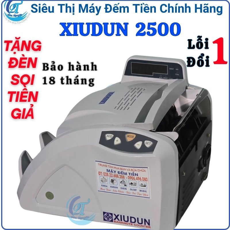 Máy đếm tiền  nhỏ gọn xiudun 2500. Máy đếm tiền phát hiện tiền giả, đế