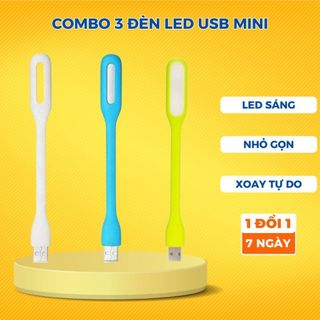 Combo 3 đèn Led USB mini đọc sách siêu sáng dùng cho máy tính, sạc dự phòng, giá rẻ