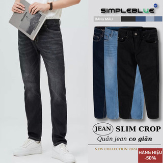 Quần jeans nam simple.blue dáng basic slim crop co giãn tốt, không bai xù, bền màu, phom trẻ trung eabj012