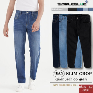 Quần jeans nam simple.blue dáng basic slim crop co giãn tốt, không bai xù, bền màu, phom trẻ trung eabj012