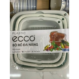 Bộ rổ nhựa kèm thau ecco 6 món 6 kích thước khác nhau cao cấp