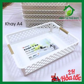Khay Ý, Rổ Chữ Nhật Khổ Giấy A4 Màu Trắng Đựng Giấy Tờ Đa Năng Nhựa Việt Nhật
