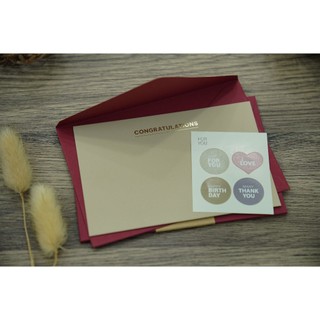 Combo 1 bì thư mỹ thuật + 1 thiệp ép kim kèm sticker 95x140mm