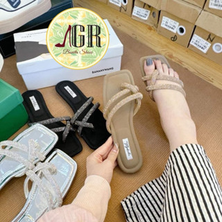  Dép kẹp xỏ 2 quai xéo e đá sáng cao cấp siêu đẹp - Bonita Shoes 