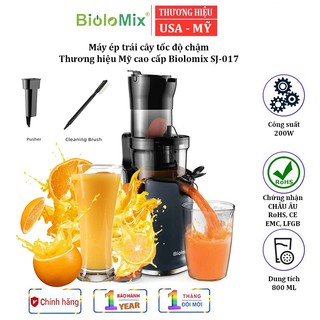 Máy ép trái cây tốc độ chậm Thương hiệu Biolomix SJ-017, Công suất 200W, Dung tích 800ml - BẢO HÀNH 1 NĂM