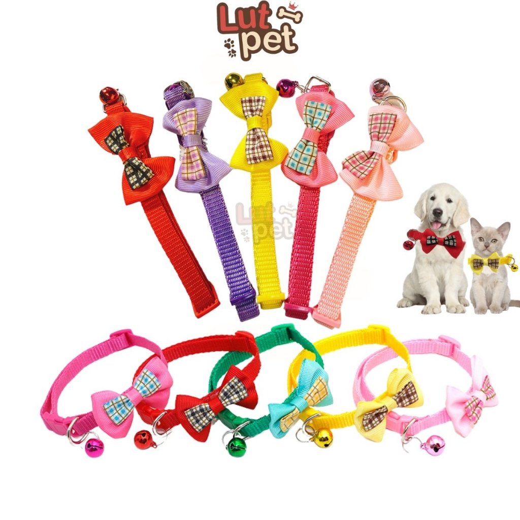 Vòng cổ nơ cho chó mèo, vòng lục lạc đeo cổ cho thú cưng - lutpet