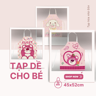 Tạp dề cho bé, tạp dề không tay gấu dâu, chó trắng tạp dề chống nước cho bé