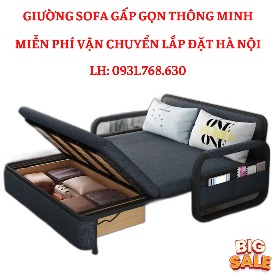 Giường sofa gấp gọn , giường sofa gấp gọn thông minh ngăn chứa đồ gỗ , sofa giường gấp gọn