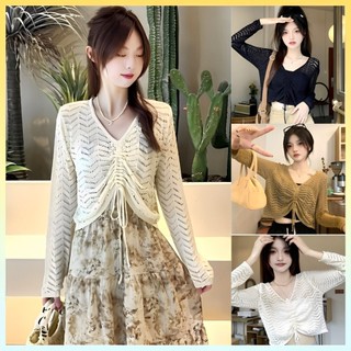  Áo len LƯỚI Montoghi HỌA TIẾT SÓNG RÚT DÂY dệt kim Quảng Châu xinh xắn - L2M