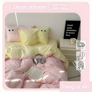 COTTON ĐŨI| BỘ 4 MÓN CHĂN GA GỐI, GA TRẢI GIƯỜNG ĐŨI ĐÔI MẮT KẺ CARO