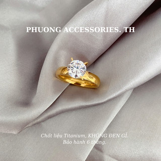 Nhẫn nữ titan phuong accessories. th mạ vàng 18k nhẫn mặt đá