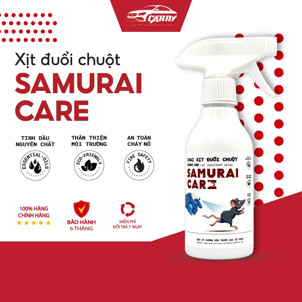 Xịt đuổi chuột Samurai care-Hương bạc hà-Đuổi chuột hiệu quả cho xe hơi