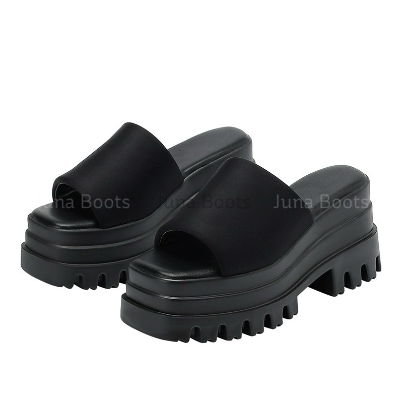 Dép Đế Xuồng Độn Quai Ngang Tôn Dáng Hở Mũi Thời Trang Hè 2024 Unisex D35 Cao 8cm Phong Cách Y2k Trẻ Trung