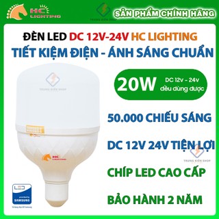   Hàng Tốt  Bóng Đèn Búp Led  HC Lighting Trụ Tròn Đui Xoáy DC 12V 24V   Đèn BULB ẮC QUY  20W - 40W  Siêu Sáng 