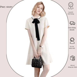 [pmy] Váy polo phối nơ tay ngắn dáng thiết kế
