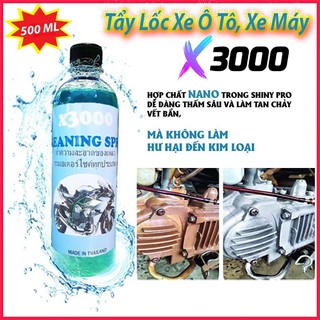 Siêu tẩy rửa tẩy lốc máy xe ô tô - xe máy x3000 500ml, vệ sinh đầu bò, lốc máy, khoang máy, sắt, thép, inox