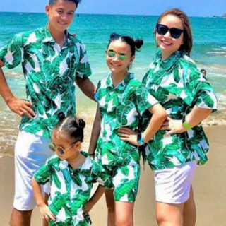 Đồ bộ đi biển lá chuối xanh, bộ đi biển , quần áo đi biển cho nhóm gia đình nam nữ đủ size lớn & bé trang tươi shop