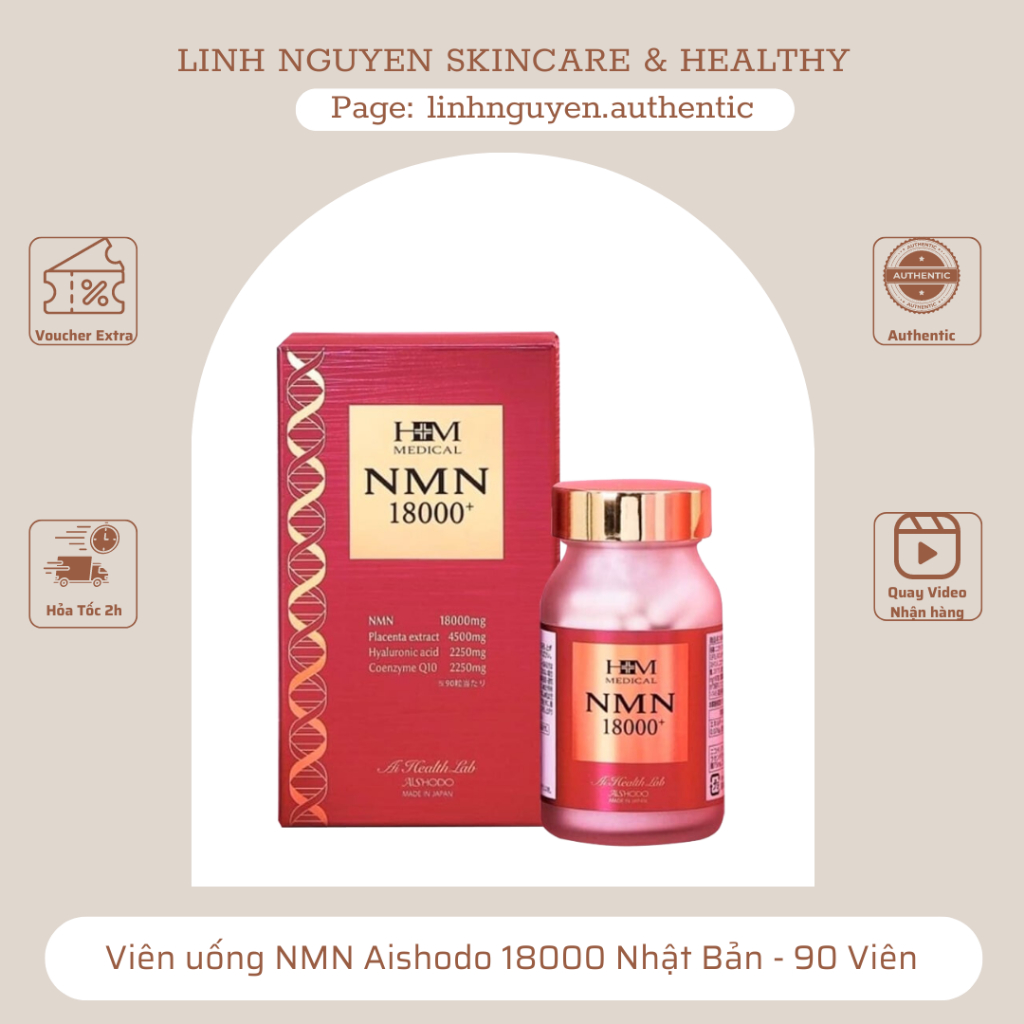 Viên uống NMN Aishodo 18000 Nhật Bản - 90 Viên