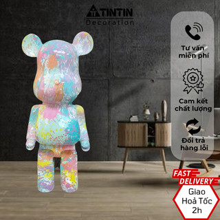 Mô hình gấu bearbrick loang màu sắc hot trend 2024 decor trang trí nhà văn phòng đặt bàn siêu xinh 50cm 80cm