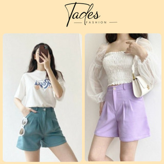 Quần shorts nữ gập gấu cá tính, quần đùi vải nữ chất liệu tuyết mưa nhiều màu hottrend 2022