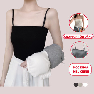 Áo Hai Dây Croptop Nữ Madela Quai Có Nút Điều Chỉnh, Áo Thun 2 Dây Quây Ngực Croptop Nữ Chất Thun Co Dãn